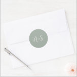 Elegant Sage Green Modern Wedding Classic Round Sticker<br><div class="desc">Elegant wedding stickers featuring a simple design with your monogram in a script font.</div>