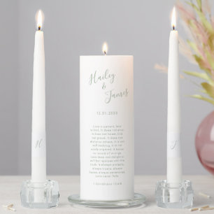 Elegant Sage Green Modern Wedding Unity Candle Set
