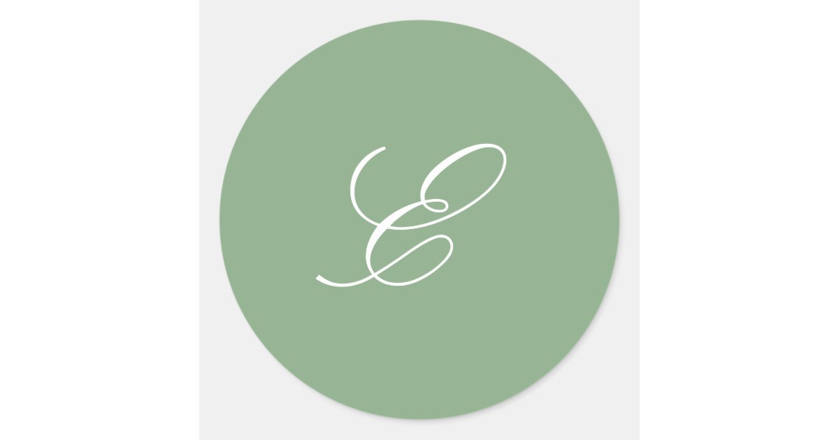 Elegant Sage Green Monogram Classic Round Sticker | Zazzle