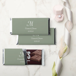 Elegant Sage Green Monogram Initial Name Wedding Hershey Bar Favors