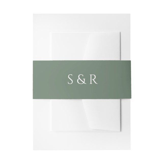 Elegant Sage Green Monogram Invitation Belly Band (Front Example)