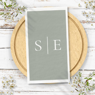 Elegant Sage Green Monogram Minimalist Paper Guest Towels