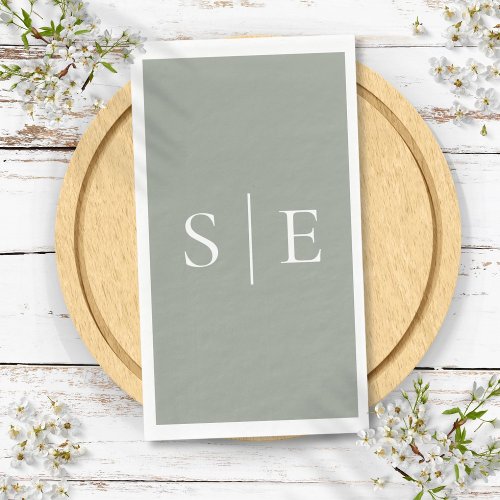 Elegant Sage Green Monogram Minimalist  Paper Guest Towels