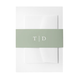 Elegant Sage Green Monogram Modern Wedding Invitation Belly Band