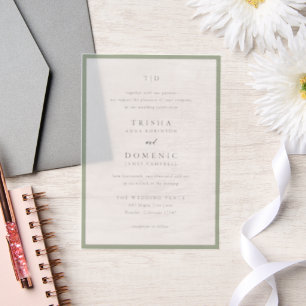 Elegant Sage Green Monogram Modern Wedding Vellum Invitations
