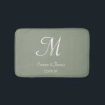Elegant Sage Green Monogram Name Newlyweds Bath Mat<br><div class="desc">Elegant Sage Green and White Monogram Name Newlyweds Bath mat</div>