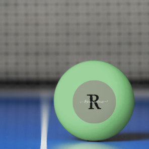 Elegant Sage Green Monogram Script Initial Name Ping Pong Ball