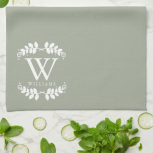 Elegant Sage Green Monogram Towel