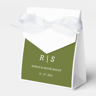 Elegant Sage Green Monogram Wedding Favor Box