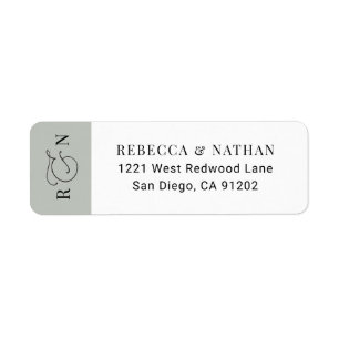 Elegant Sage Green Monogram Wedding Return Address Label