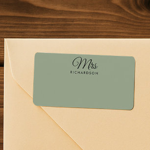 Elegant Sage Green Mrs. Family Name Blank Address Label
