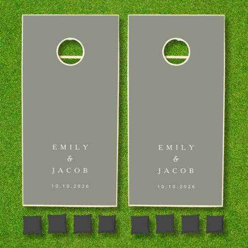 Elegant Sage Green Newlyweds Wedding Cornhole Set