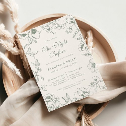 Elegant Sage Green Night Before Rehearsal Dinner Invitation