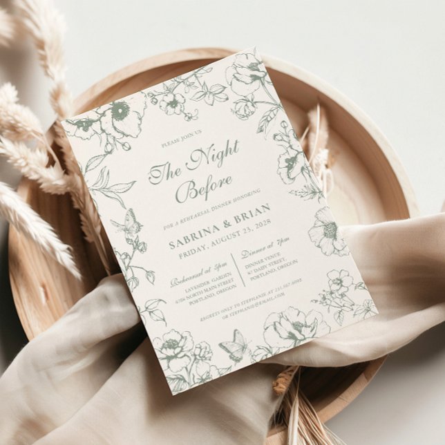 Elegant Sage Green Night Before Rehearsal Dinner Invitation (Creator Uploaded)