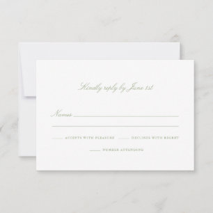 Elegant Sage Green Number Attending RSVP Card