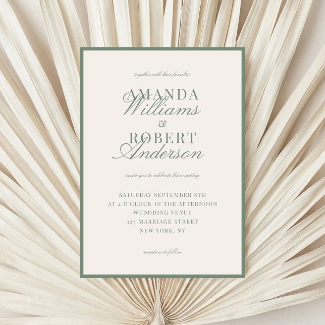 Elegant Sage Green Old Money Wedding Invitation (Creator Uploaded)