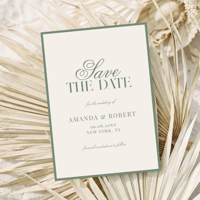 Elegant Sage Green Old Money Wedding Save The Date (Creator Uploaded)