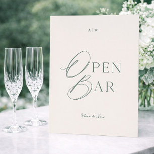 Elegant Sage Green Open Bar Sign Invitation