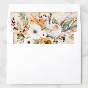 Elegant Sage Green Orange Autumn Floral Wedding Envelope Liner