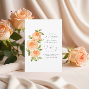 Elegant Sage Green Orange Boho Floral Wedding Invitation