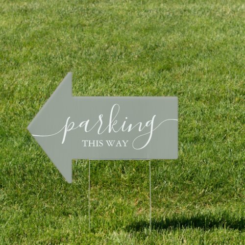 Elegant Sage Green Parking This Way Arrow Sign