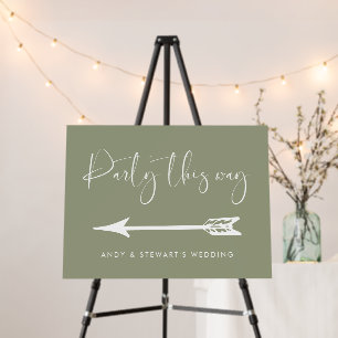 Elegant Sage Green Party this Way Wedding Sign