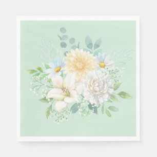 Elegant Sage Green Pastel Floral Napkins