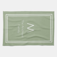 Monogrammed Dish Towel, Monogrammed Kitchen Towel Sage Green 