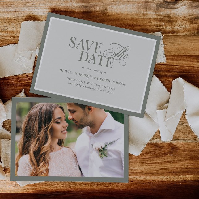 Elegant Sage Green Photo | Classic Luxe Save The Date (Creator Uploaded)