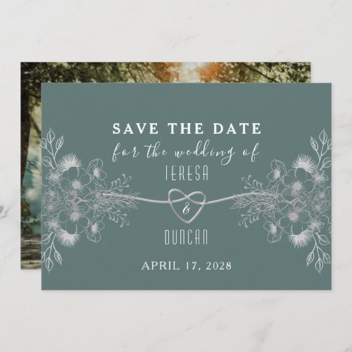 Elegant Sage Green Photo Wedding Save The Date