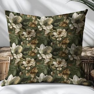 Elegant Sage Green Pillow Botanical Gold Accent