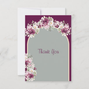 Elegant Sage Green Pink Burgundy Wedding Thank You Card