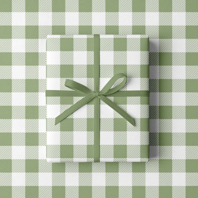 Elegant Sage Green Plaid Pattern Wrapping Paper (Sage Green White Plaid Pattern Wrapping Paper)