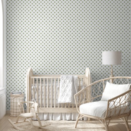 Elegant Sage Green Polka Dots Wallpaper