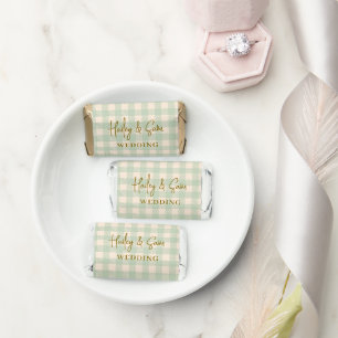 Elegant sage green preppy gingham plaid wedding hershey's miniatures