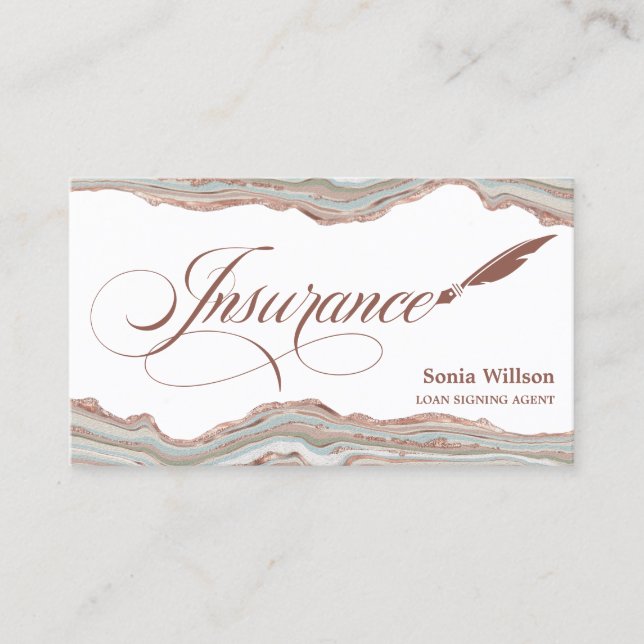 Elegant Sage Green Professional Insurance Agent Business Card (Front)