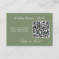 Elegant Sage Green QR Code Website RSVP Card