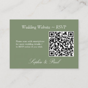 Elegant Sage Green QR Code Website RSVP Card