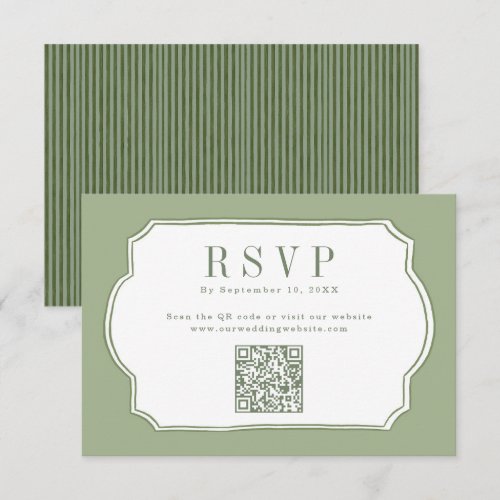 Elegant Sage Green QR Code Wedding Website RSVP Card
