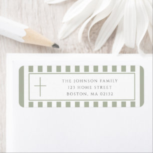 Elegant Sage Green Religious Cross Address Label