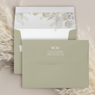 Elegant Sage Green Return Address Greenery Envelope