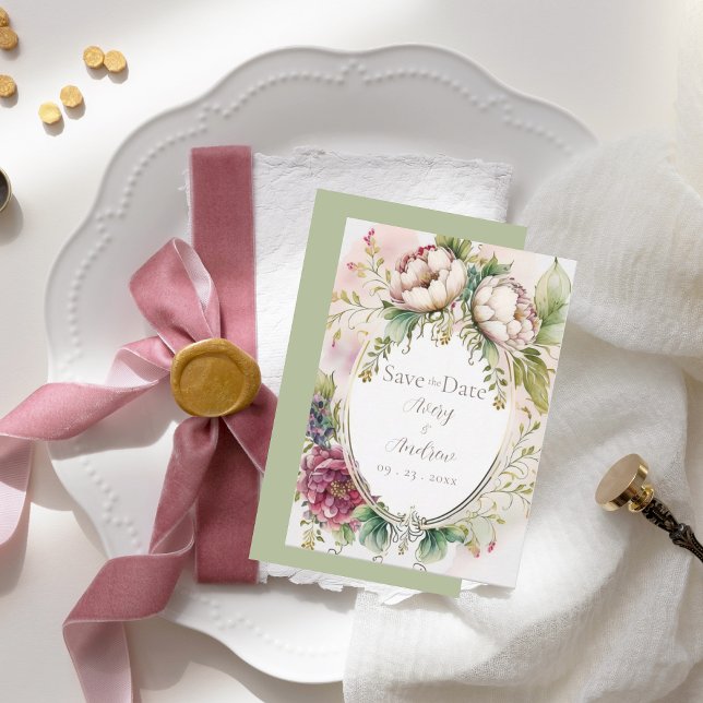 Elegant Sage Green Romantic Rustic Save The Date (Creator Uploaded)