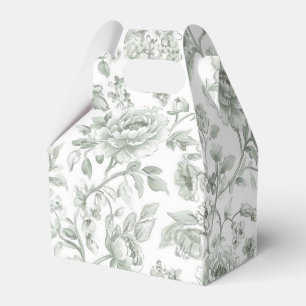 Elegant Sage Green Rose Floral  Favor Boxes