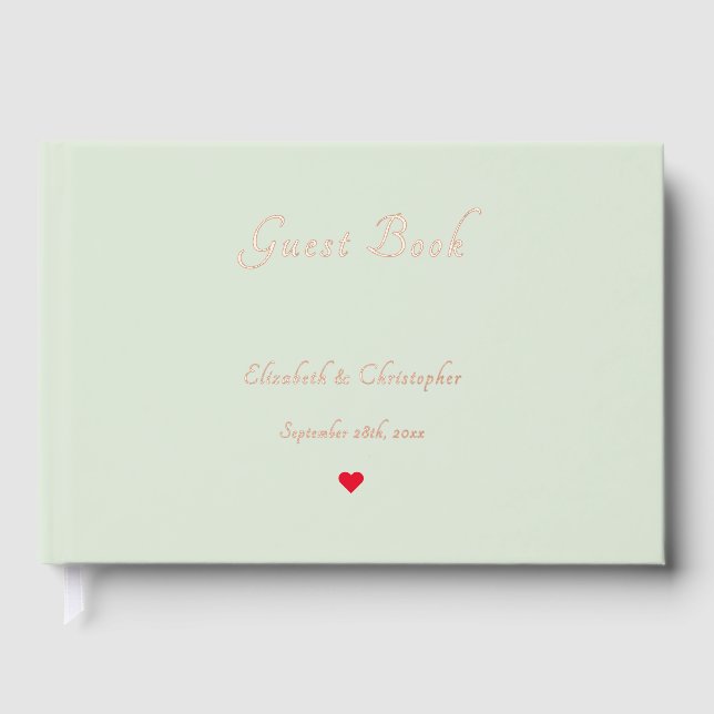 Elegant Sage Green Rose Gold Weddings Anniversary Foil Guest Book (Front)