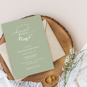 Elegant Sage Green Rustic Rehearsal Dinner Invitation