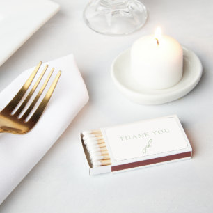Elegant Sage Green Script Monogram Wedding Matchboxes