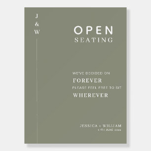 Elegant Sage Green Script Open Seating Wedding Foam Board