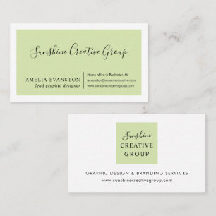 Elegant Sage Green Script Professional Business Card