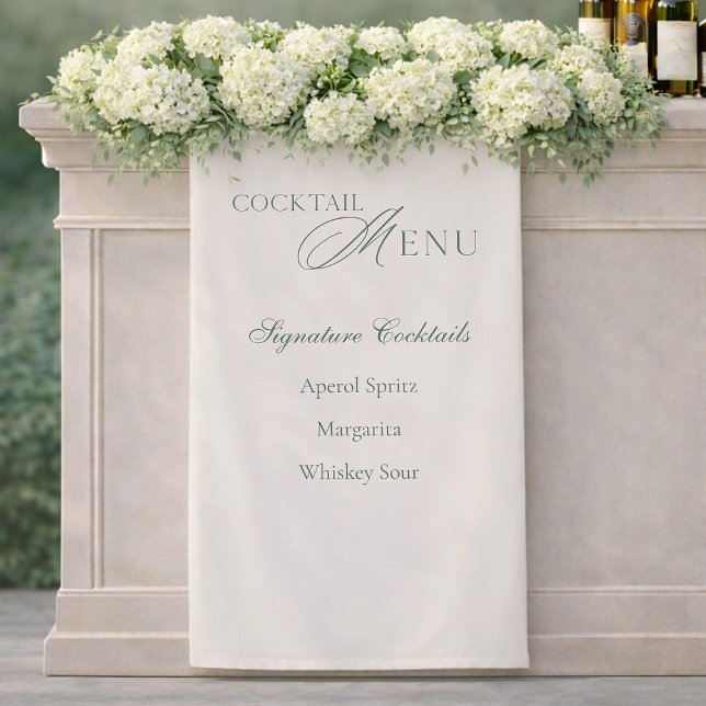 Elegant Sage Green Signature Cocktail Menu Sign (Creator Uploaded)