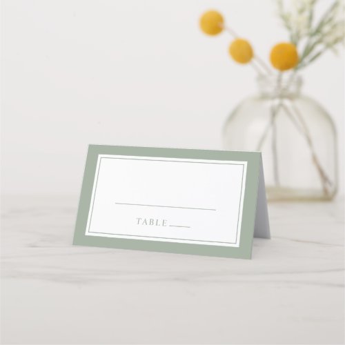 Elegant Sage Green Simple Minimal Border Wedding Place Card